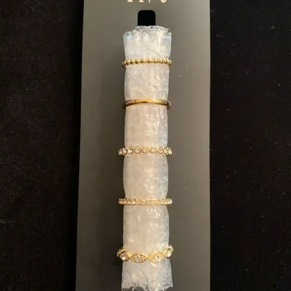 INC Goldstone Embellished five piece ring set - Picture 4 of 5